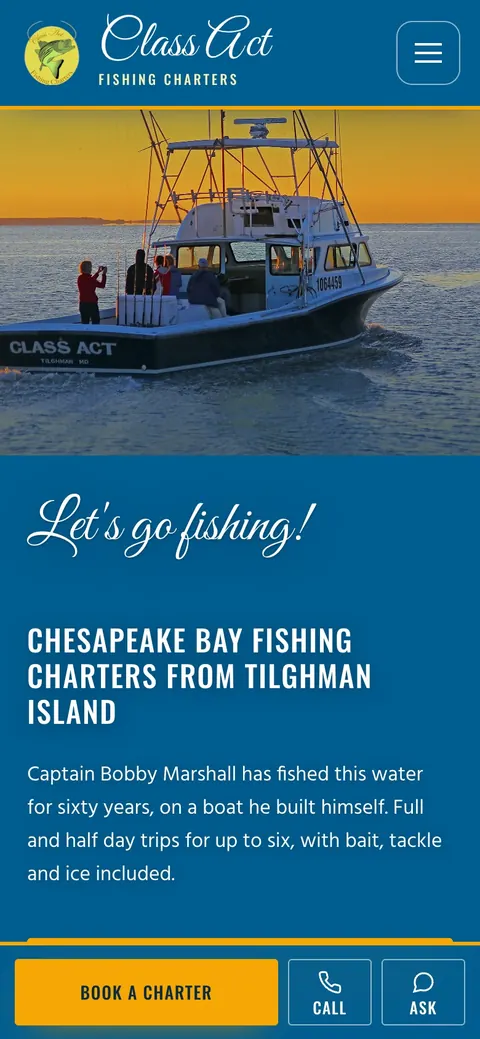 Class Act Charter Fishing on a phone