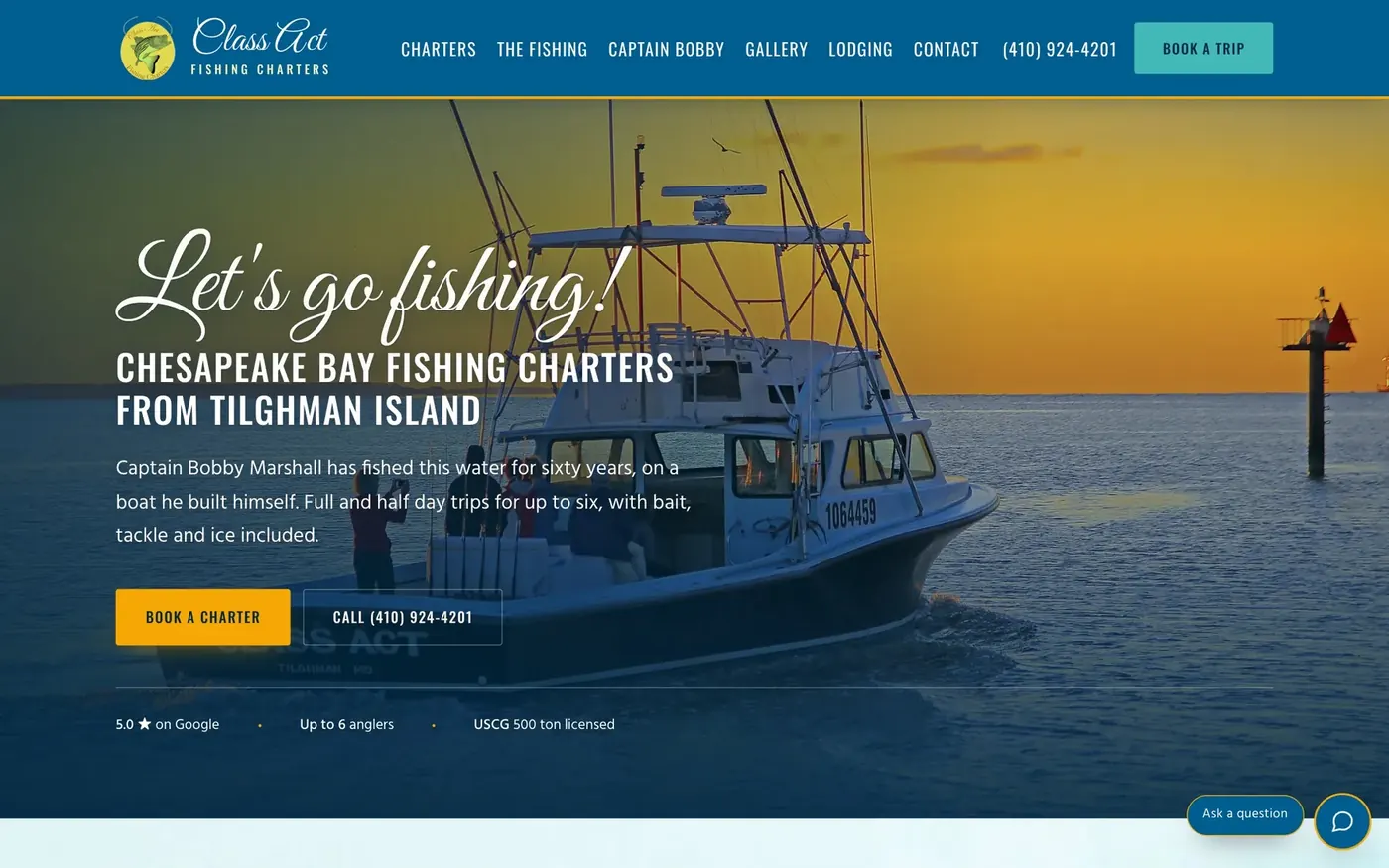 Class Act Charter Fishing, fishing charters in Tilghman Island, MD: the home page