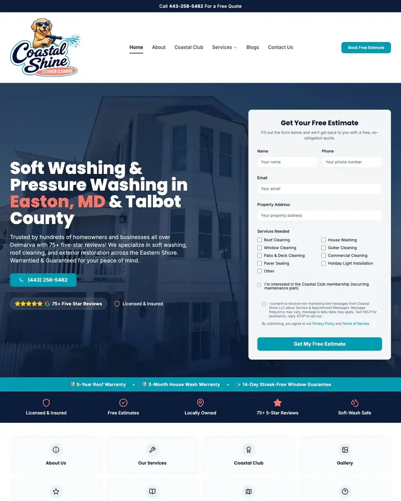 Coastal Shine Soft Wash, soft washing in Easton, MD: the home page