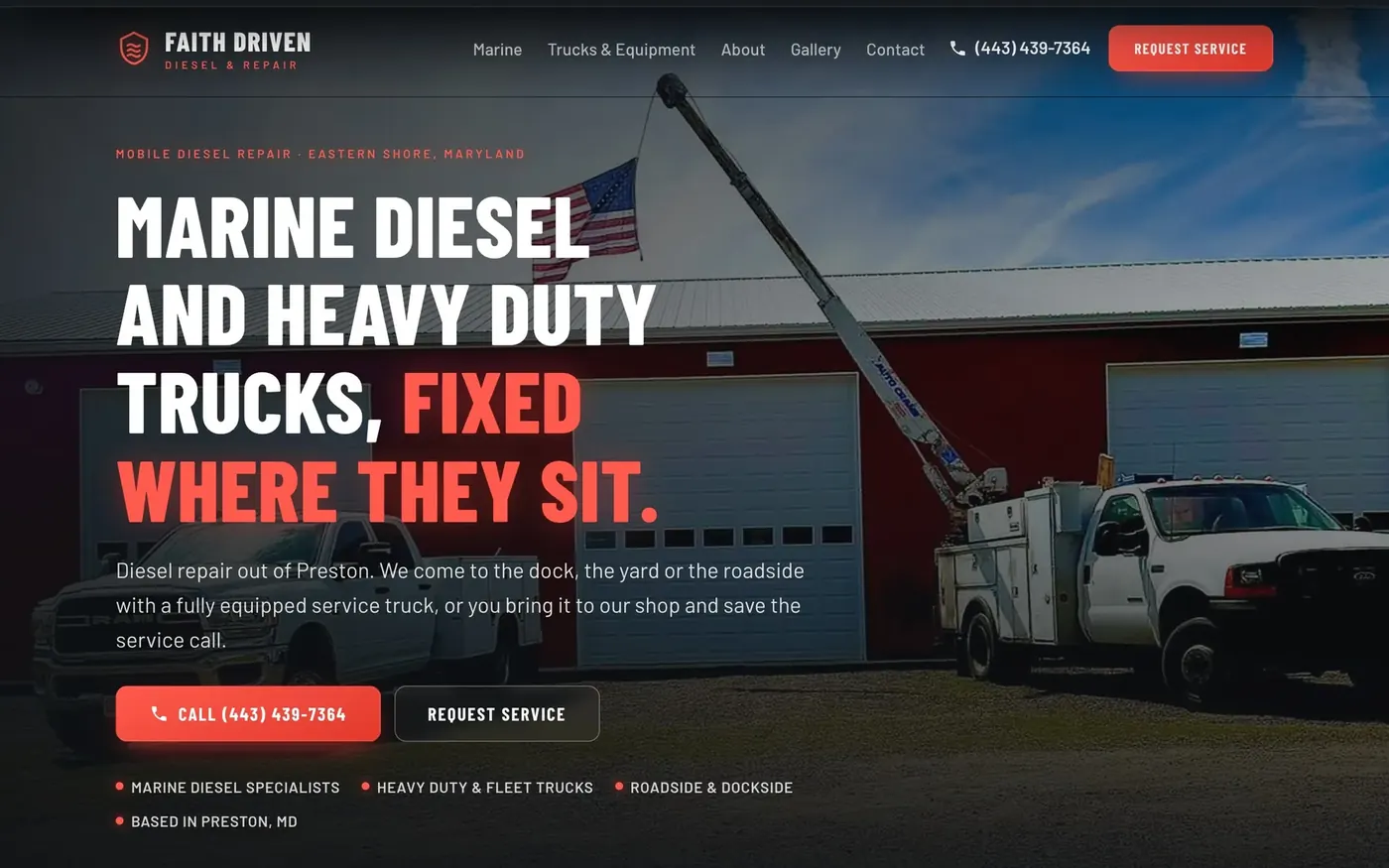 Faith Driven Diesel & Repair, mobile diesel repair in Preston, MD: the home page