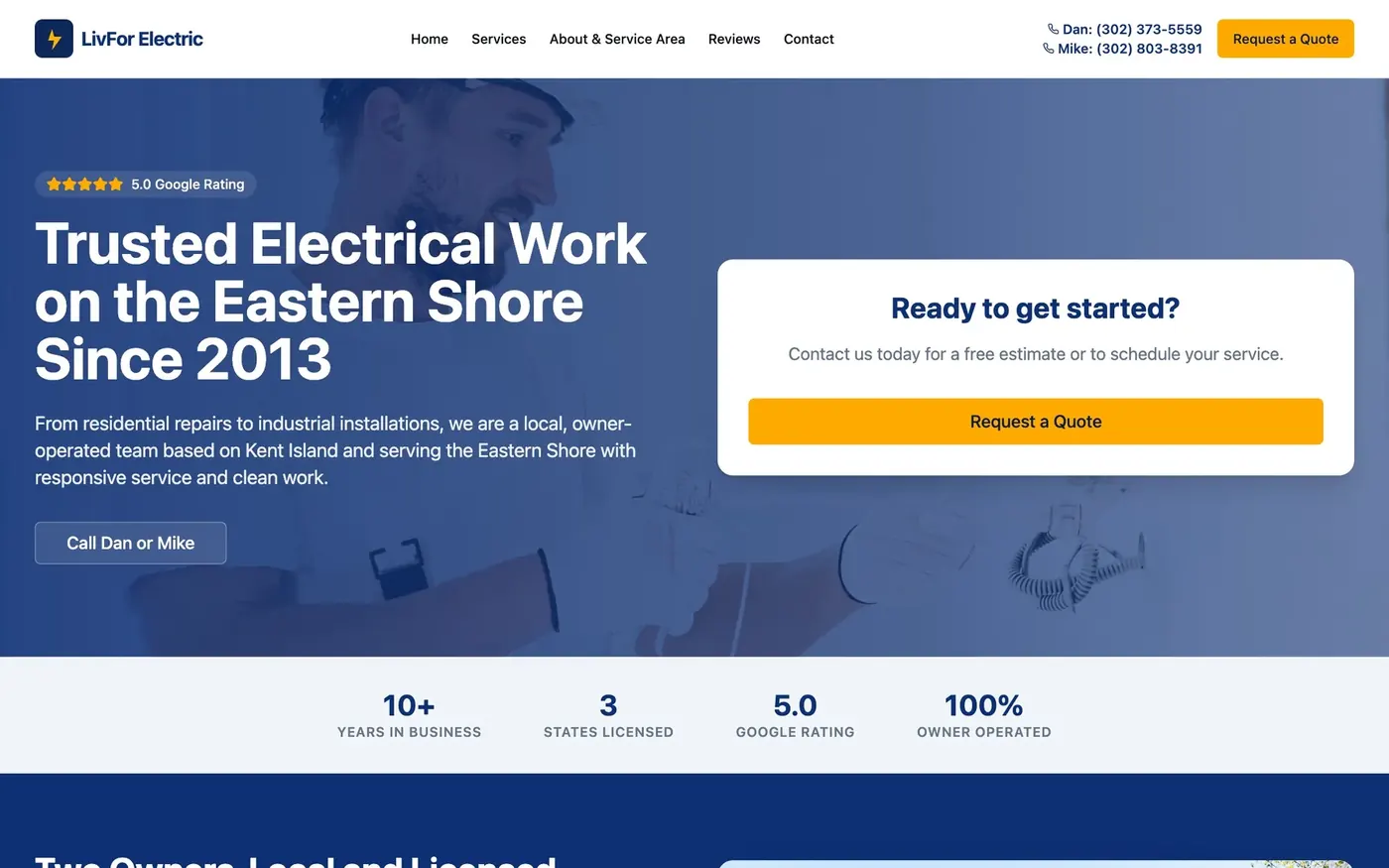 LivFor Electric, electrician in Kent Island, MD: the home page