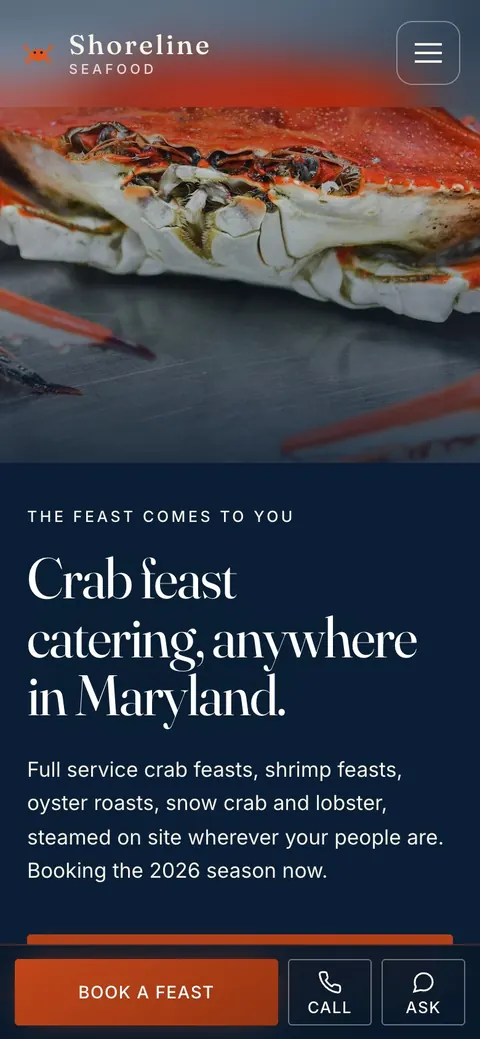 Shoreline Seafood on a phone