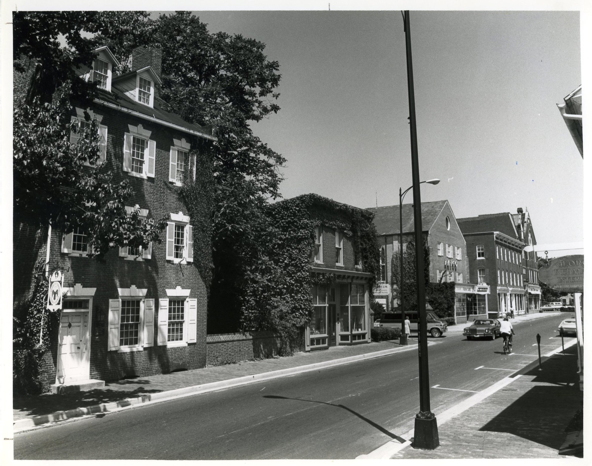 Washington Street in Easton, Maryland, in an archive black-and-white photograph