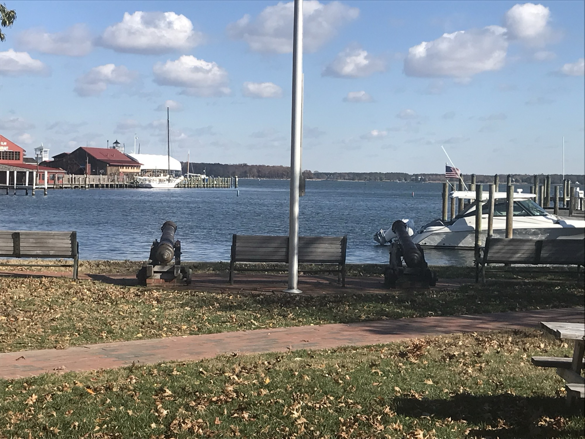The harbor and the old cannons at St. Michaels, Maryland