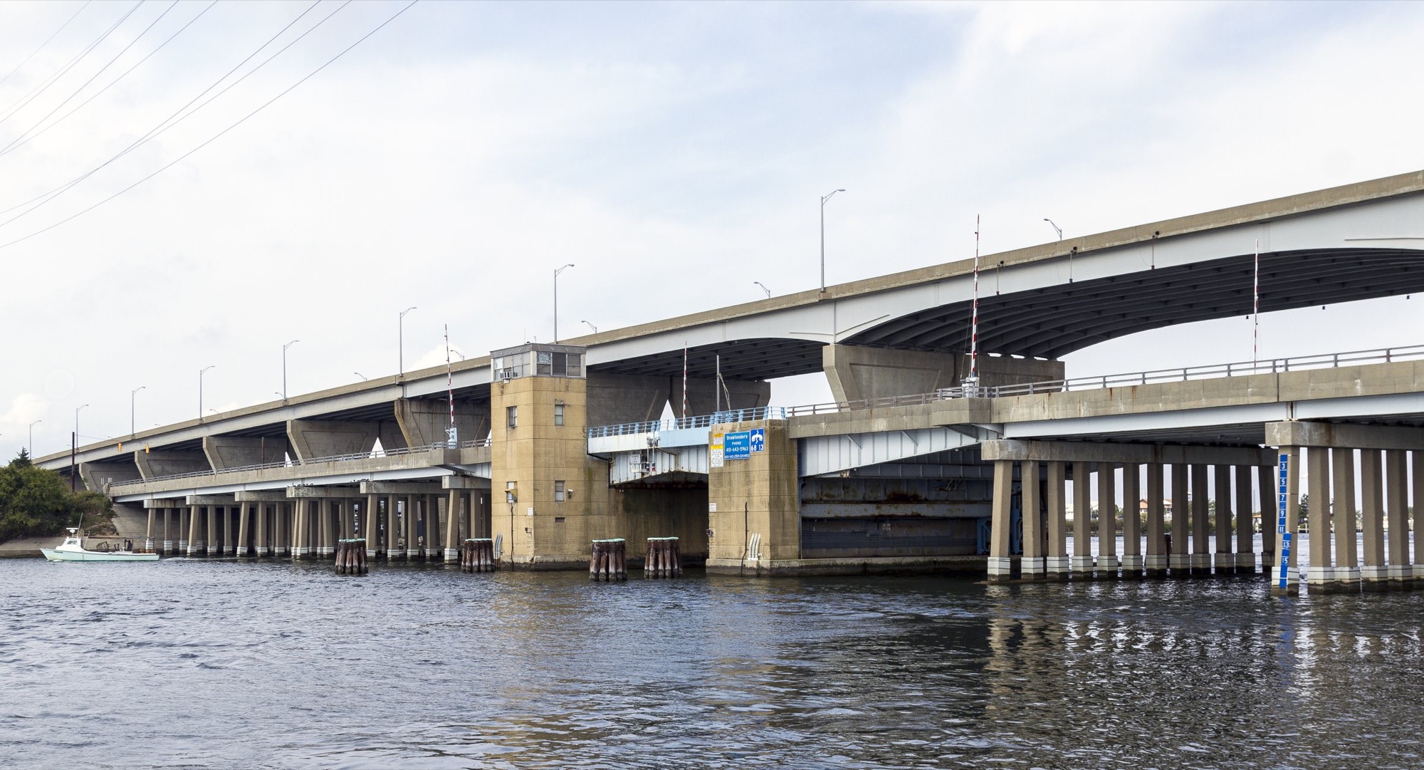 The Kent Narrows bridges over the water at Grasonville, Maryland