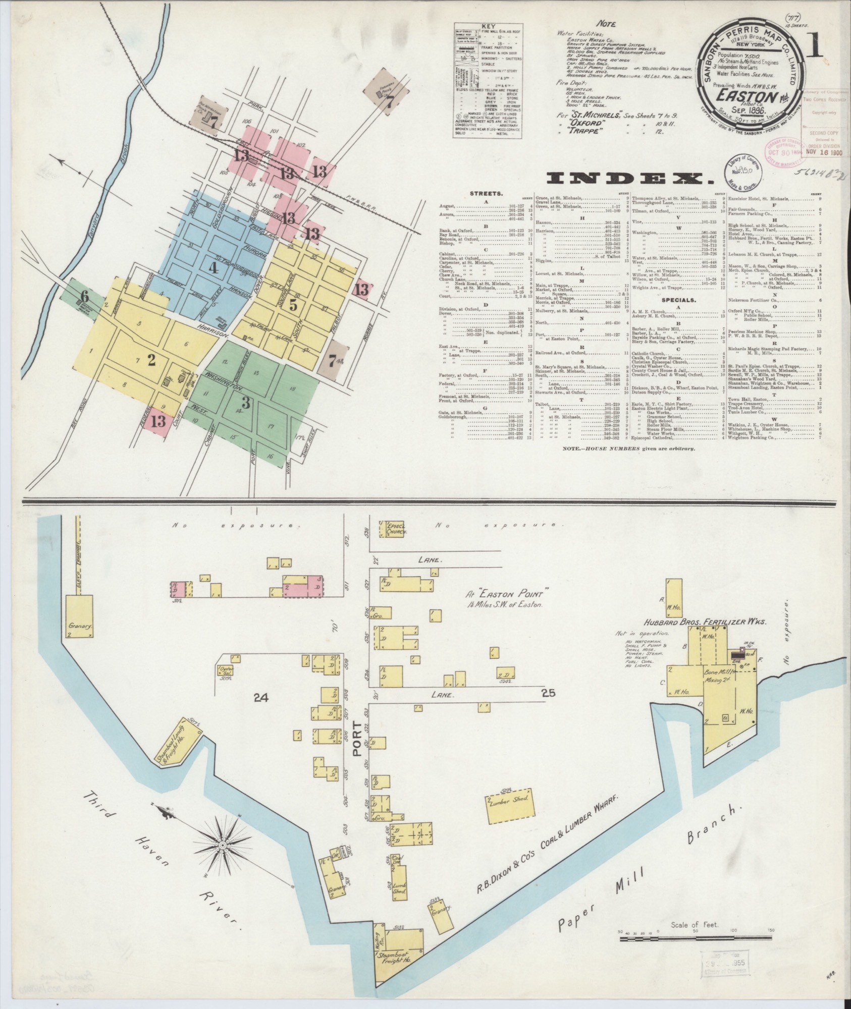 Easton on the Sanborn fire insurance map of September 1896