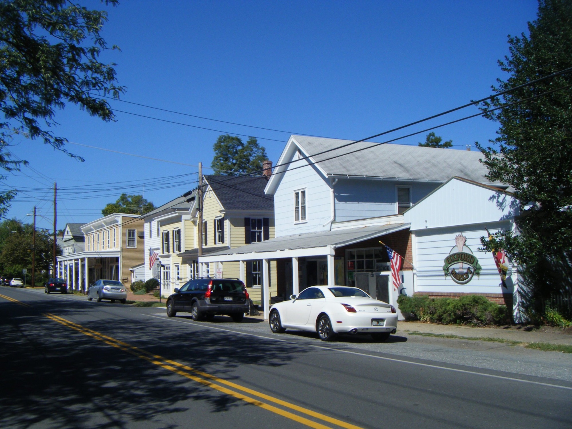 Shops along the main street of Oxford, Maryland