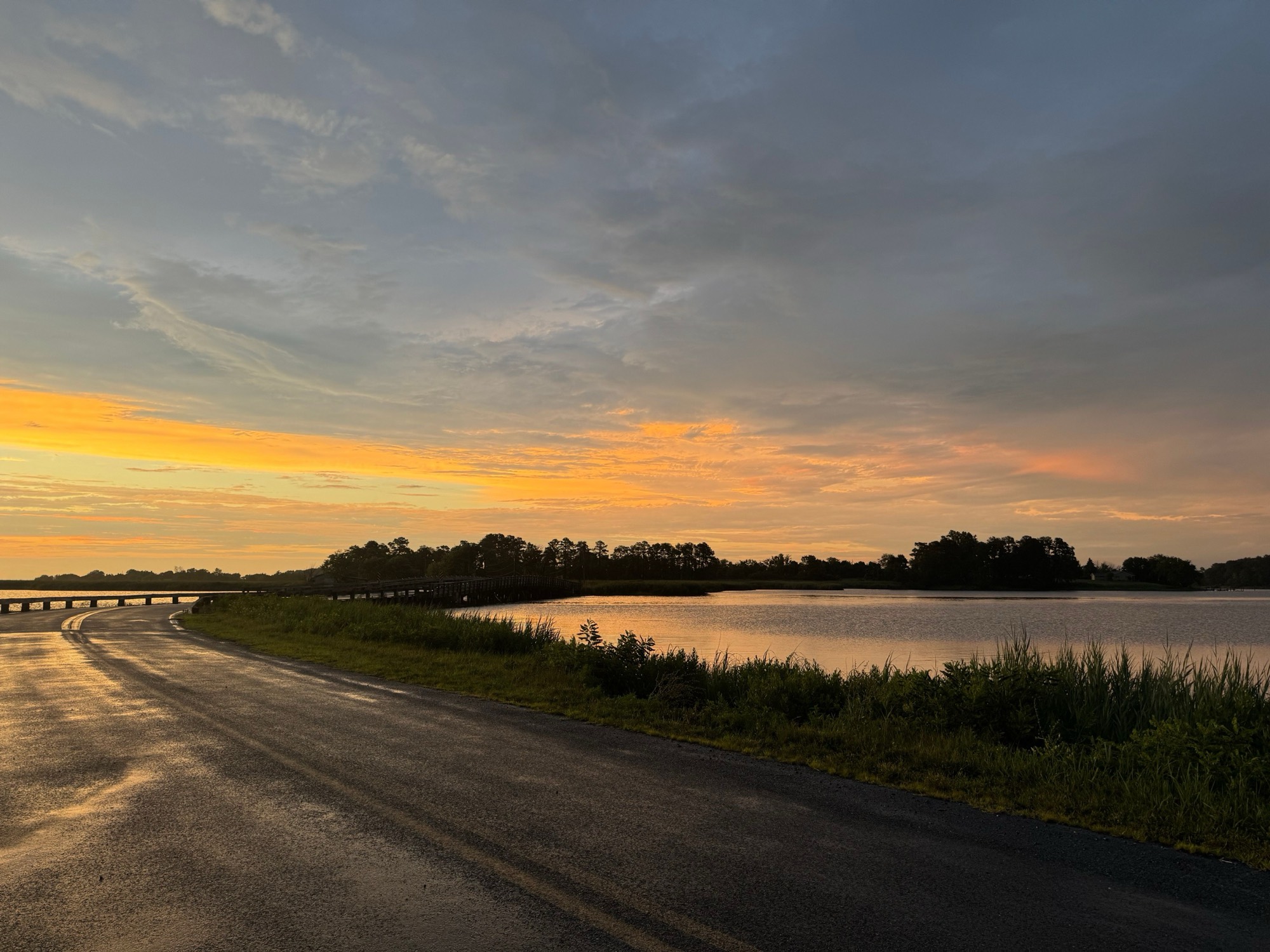 Sunset over the water at Rock Hall, Maryland