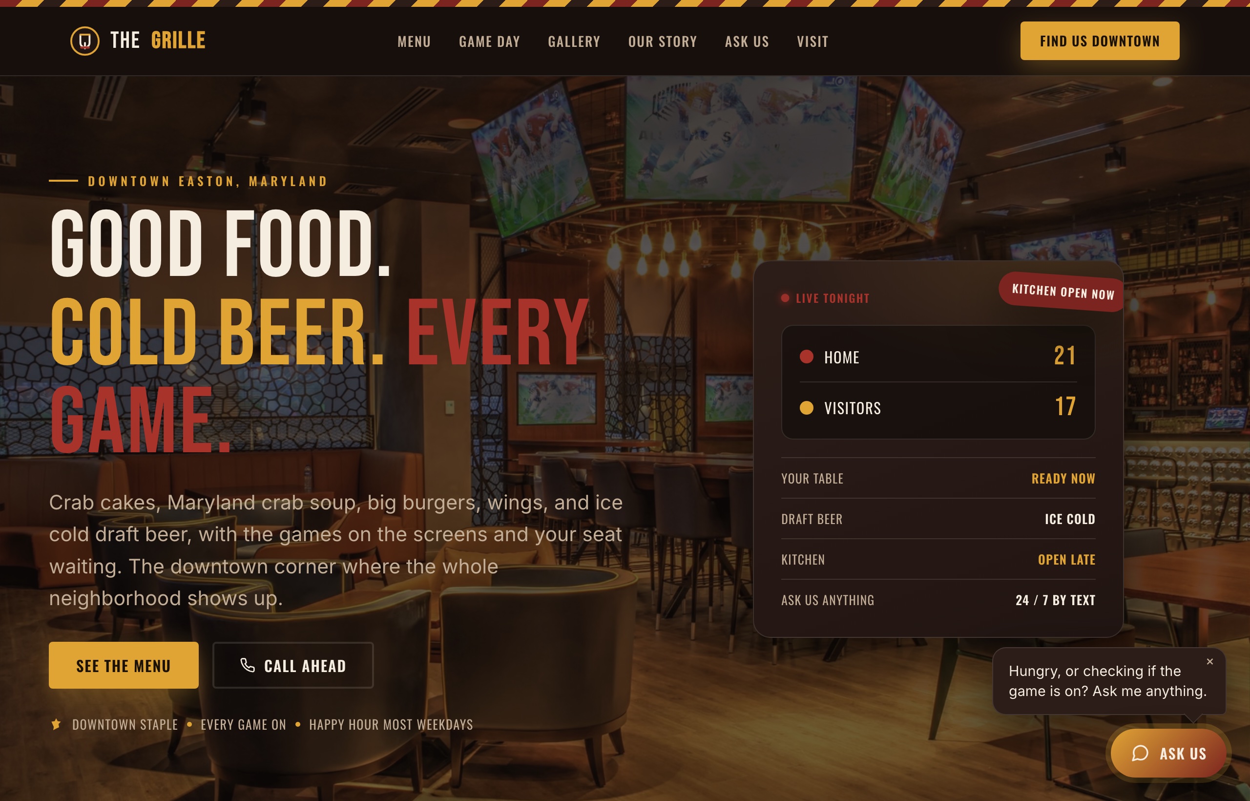A modern restaurant website we build.